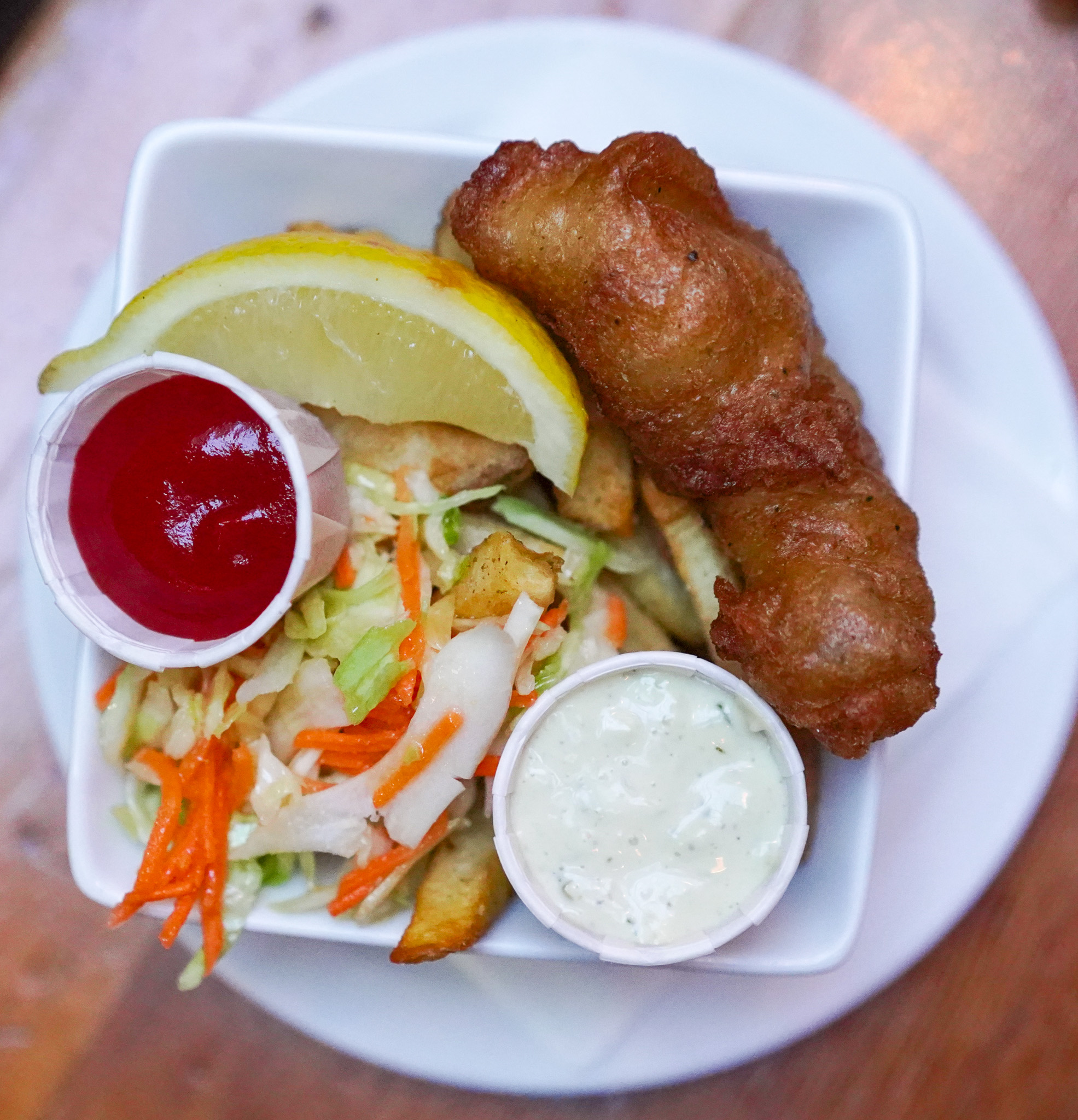 Mini fish and chips happy hour special